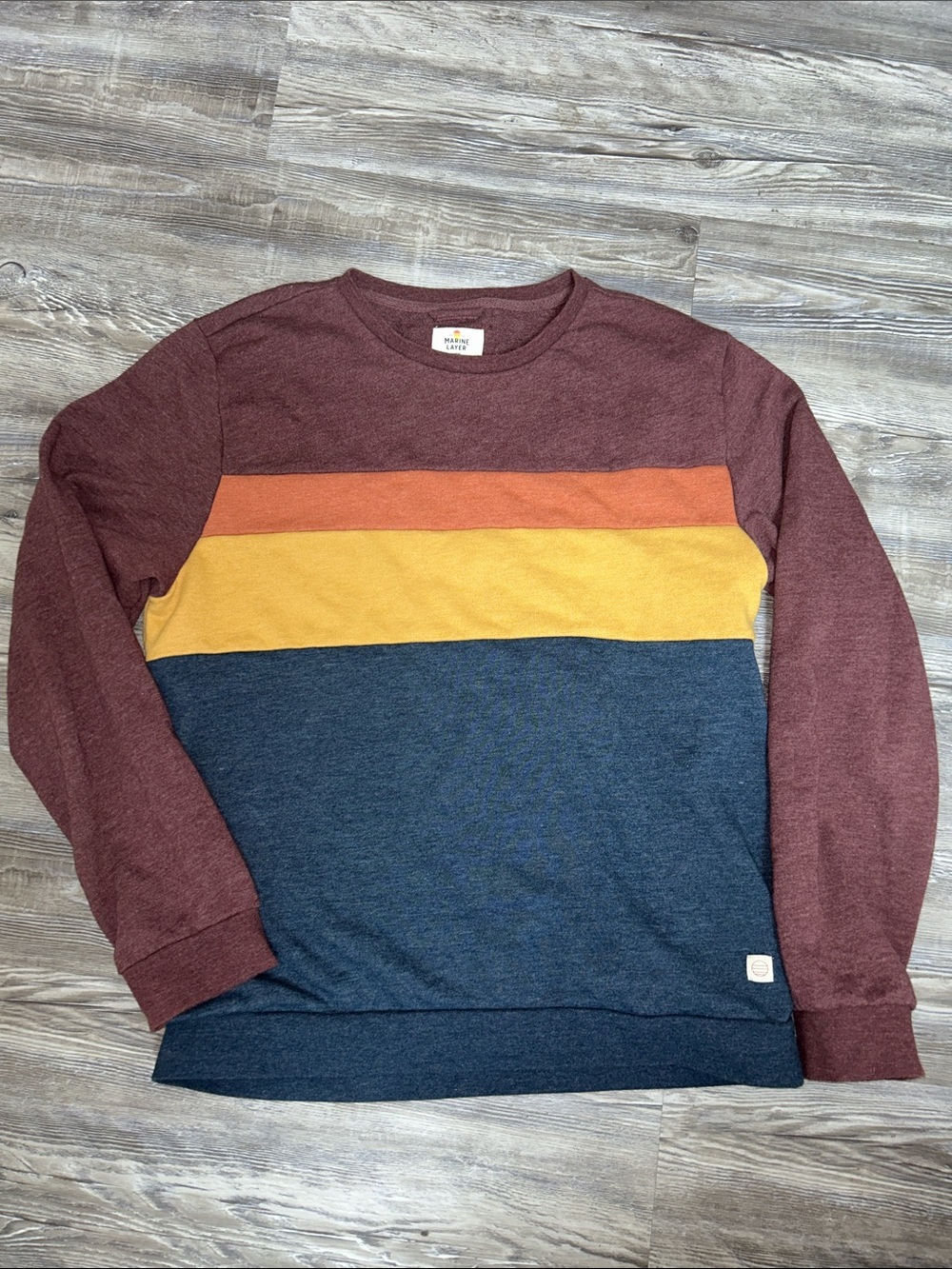 Men's Marine Layer Crewneck Sweatshirt - Burgundy, Orange, Yellow, Navy